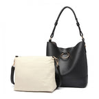 Miss Lulu 2-teiliges Bucket Tote Bag Set Schwarz