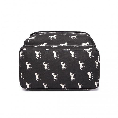 Miss Lulu Schulrucksack aus Baumwollsegeltuch mit Pferdedruck