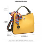 E1813 - Miss Lulu selyemsál dekoratív táskával - sárga és zöld