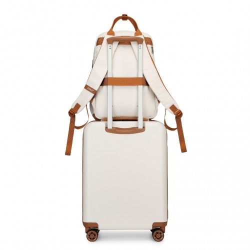 KSK2484+EQ2401 - Kono 20 Zoll Stilvoll Harte Schale ABS+PC Kabinen-Koffer Inklusive Mehrere Fächer Rucksack mit Kleiner Tasche 3 Stück Reise-Set - Schwarz und Braun