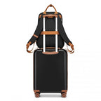 KSK2484+EQ2401 - Kono 20 Zoll Stilvoll Harte Schale ABS+PC Kabinen-Koffer Inklusive Mehrere Fächer Rucksack mit Kleiner Tasche 3 Stück Reise-Set - Schwarz und Braun