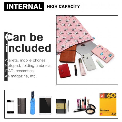 E1406-UN MISS LULU UNISEX DRAWSTRING-RUCKSACK EINHORNDRUCK ROSA