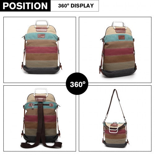 Kono Regenbogen Canvas Streifen Rucksack