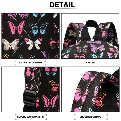 Miss Lulu Rucksack Schmetterling Schwarz