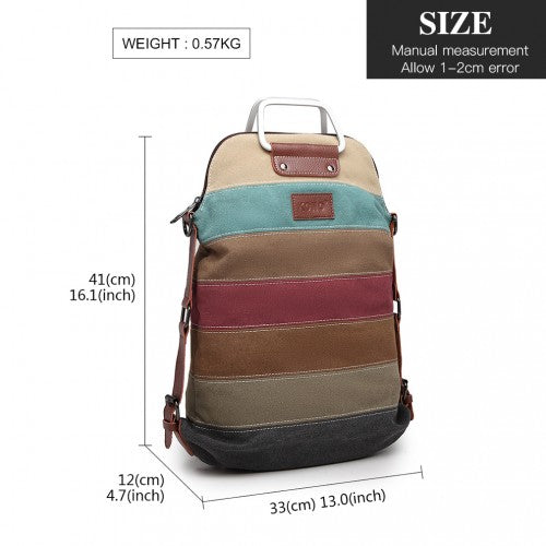 Kono Regenbogen Canvas Streifen Rucksack
