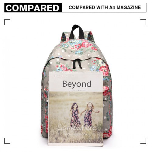 Miss Lulu Large Backpack Floral Polka Dots