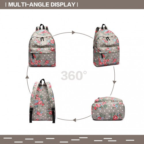 Miss Lulu Large Backpack Floral Polka Dots