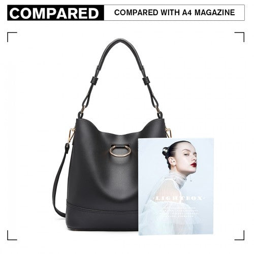 Miss Lulu 2-teiliges Bucket Tote Bag Set Schwarz