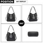 Miss Lulu 2-teiliges Bucket Tote Bag Set Schwarz