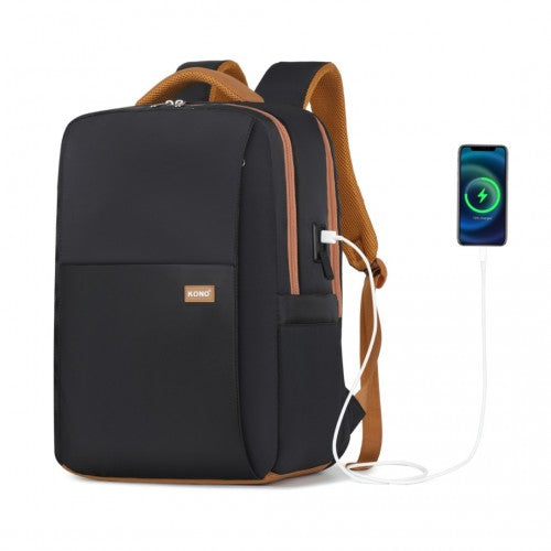 Kono Wasserfester Laptop-Rucksack mit USB-Ladefunktion Geschäftsreisetasche für Pendler inklusive passender Tasche 2-teiliges Set