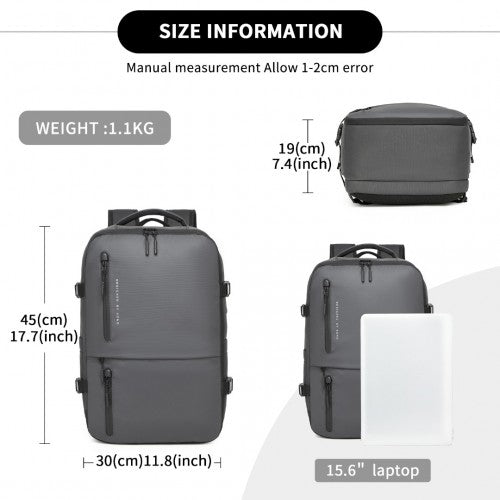 Kono Praktischer Kabinentaschengröße-Travel-Laptop-Rucksack mit USB- und Type-C-Ladeanschluss, geeignet als Unter-Sitz-Übernachtungsrucksack