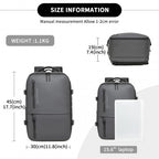 Kono Praktischer Kabinentaschengröße-Travel-Laptop-Rucksack mit USB- und Type-C-Ladeanschluss, geeignet als Unter-Sitz-Übernachtungsrucksack