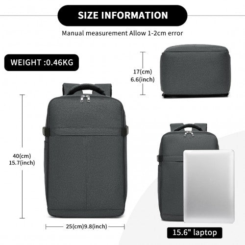 Kono Urban Smart 15L Handgepäck-Rucksack mit Gepäckriemen – Ideal für Reisen, Arbeit & tägliche Pendelwege