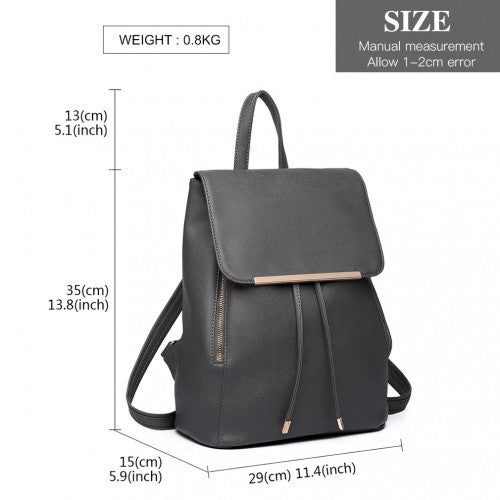 Miss Lulu Stylischer Rucksack aus Kunstleder - Sicherer Tagesrucksack mit Magnetverschluss, Modische PU-Leder Reisetasche