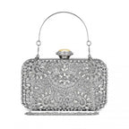 Elegant Abend Clutch Tasche mit Strass-Verzierungen Abnehmbarem Henkel und Kettenriemen