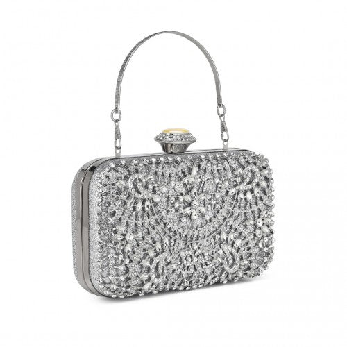 Elegant Abend Clutch Tasche mit Strass-Verzierungen Abnehmbarem Henkel und Kettenriemen