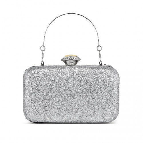 Elegant Abend Clutch Tasche mit Strass-Verzierungen Abnehmbarem Henkel und Kettenriemen