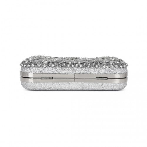 Elegant Abend Clutch Tasche mit Strass-Verzierungen Abnehmbarem Henkel und Kettenriemen