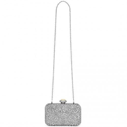 Elegant Abend Clutch Tasche mit Strass-Verzierungen Abnehmbarem Henkel und Kettenriemen