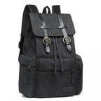 Kono Großer Multifunktions-Rucksack aus Leinwand mit Lederelementen