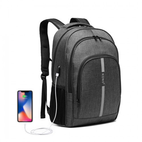 Großer Kono-Rucksack mit Reflexstreifen und USB-Ladeschnittstelle