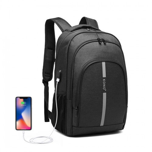 Großer Kono-Rucksack mit Reflexstreifen und USB-Ladeschnittstelle