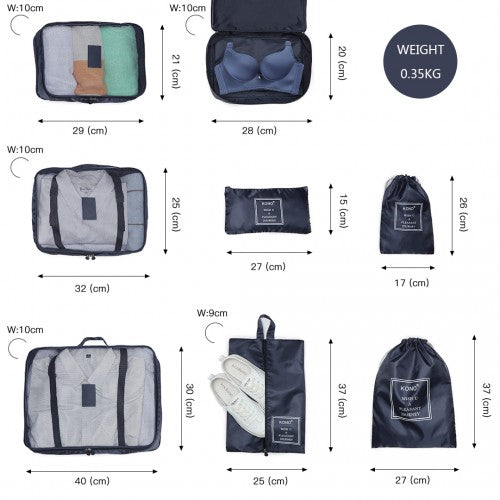 Kono 8 Stück Polyester Reisegepäck Organizer Bag Set