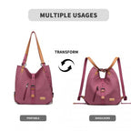 Kono Lässig Segeltuch Doppelt verwendbare Tasche Große Kapazität Umhängetasche und Rucksack