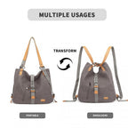 Kono Lässig Segeltuch Doppelt verwendbare Tasche Große Kapazität Umhängetasche und Rucksack