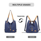 Kono Lässig Segeltuch Doppelt verwendbare Tasche Große Kapazität Umhängetasche und Rucksack