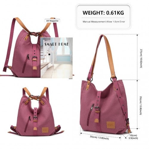 Kono Segeltuch Hobo Schlampig Schultertasche und Rucksack