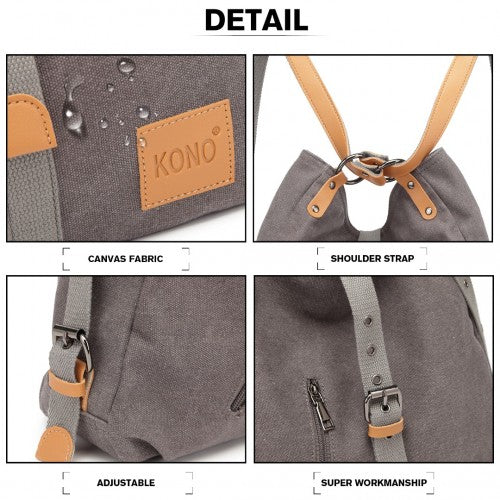 Kono Segeltuch Hobo Schlampig Schultertasche und Rucksack