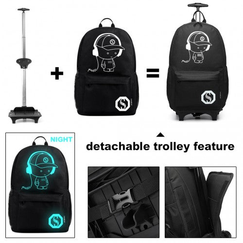 Kono Multifunktionaler Glow-in-the-Dark Trolley-Rucksack