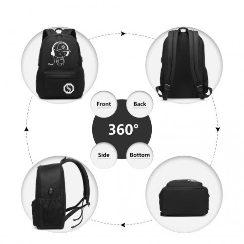 Kono Leuchten im Dunkeln Wasserdichter USB-Laderucksack Mit Mäppchen