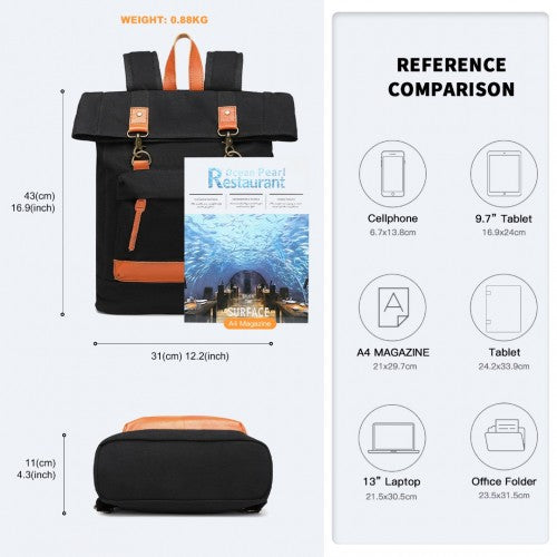 Kono Großes Fassungsvermögen Segeltuch Lässig Reise-Rucksack