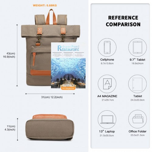 Kono Großes Fassungsvermögen Segeltuch Lässig Reise-Rucksack