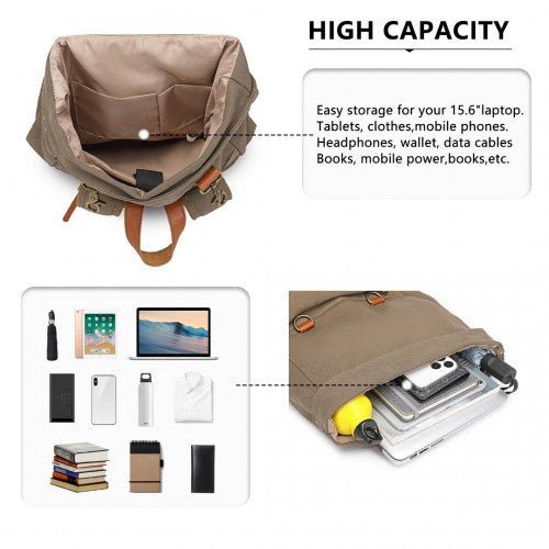 Kono Großes Fassungsvermögen Segeltuch Lässig Reise-Rucksack