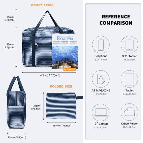Kono Zusammenklappbar Wasserdicht Lagerung Kabine Reise Handtasche Gestreifter Druck