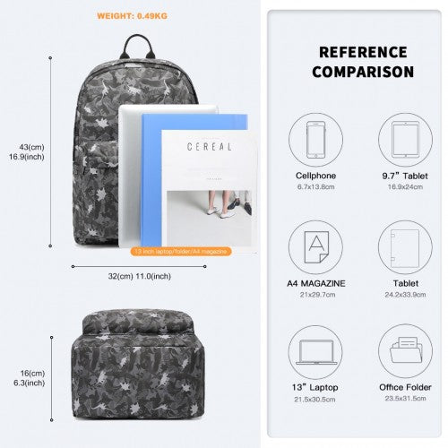 Kono Dinosaurier gemustert Freizeit Schulrucksack