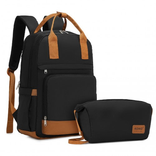Kono Mehrfächer Laptop-Rucksack mit Typ-C USB-Ladeanschluss und kleiner Tasche für tägliches Pendeln und Reisen