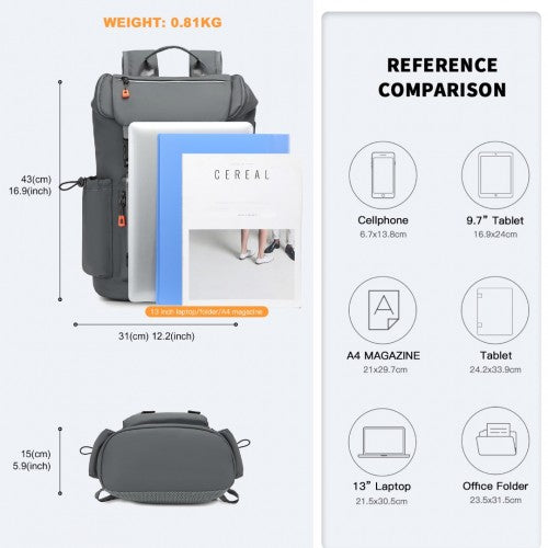 Kono Fortgeschrittene Freizeit Rucksack mit Reflektierenden Sicherheitsmerkmalen USB-Ladefunktion und Dedizierte Laptop-Hülle