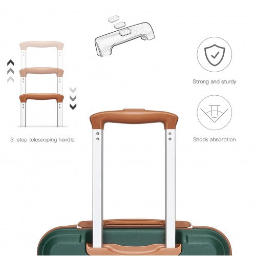 K1871-1L - Kono ABS 28 hüvelykes, öntött vízszintes kialakítású bőrönd - Zöld és barna