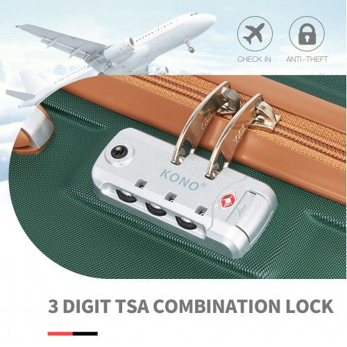 K1871-1L - Kono ABS 28 hüvelykes, öntött vízszintes kialakítású bőrönd - Zöld és barna