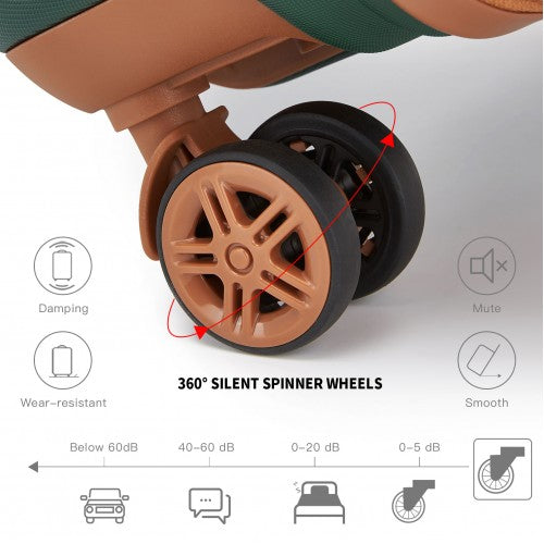 K1871-1L - Kono ABS 28 hüvelykes, öntött vízszintes kialakítású bőrönd - Zöld és barna