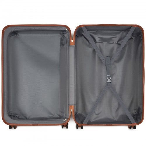 K1871-1L - Kono ABS 28 hüvelykes, öntött vízszintes kialakítású bőrönd - Zöld és barna