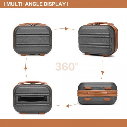 K1871-1L - Kono 12 hüvelykes könnyű, kemény héjú ABS kozmetikai tok - szürke és barna