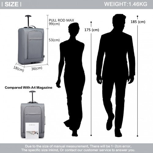 Kono KABINENGRÖSSE SOFT SHELL HAND GEPÄCKGRAU