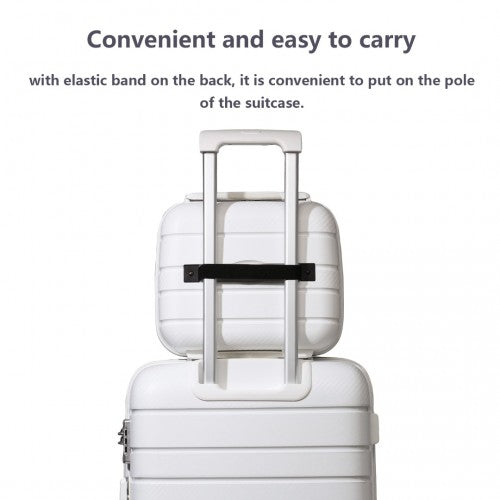 K2091L - Kono 14 hüvelykes, többféle textúrájú, kemény héjú PP sminktok - Klasszikus kollekció - Fehér