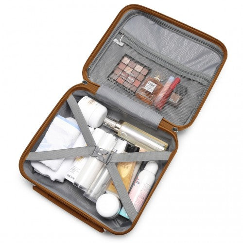 K2092L - Kono 14 hüvelykes könnyű, kemény héjú PP sminktáska - krémszínű