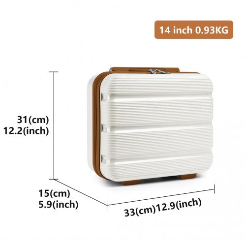 K2092L - Kono 14 hüvelykes könnyű, kemény héjú PP sminktáska - krémszínű